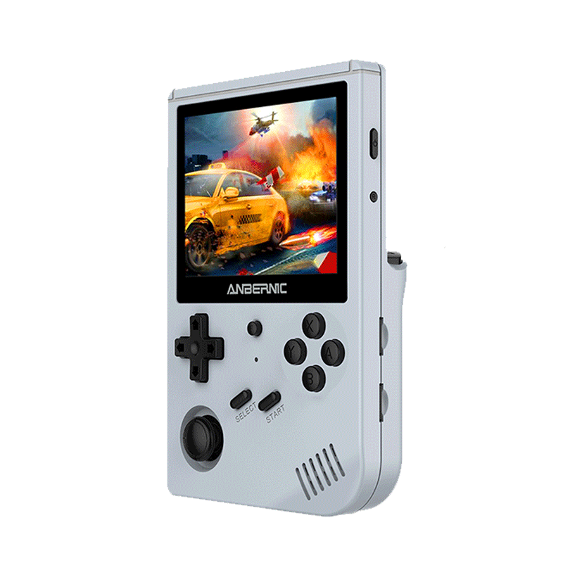 2024 Version ANBERNIC RG35XX Gaming Handheld, 64GB+128GB TF Card with 10000+ Games, 3.5 Inch IPS Screen, Linux System, 7 Hours of Playtime – Transparent Black