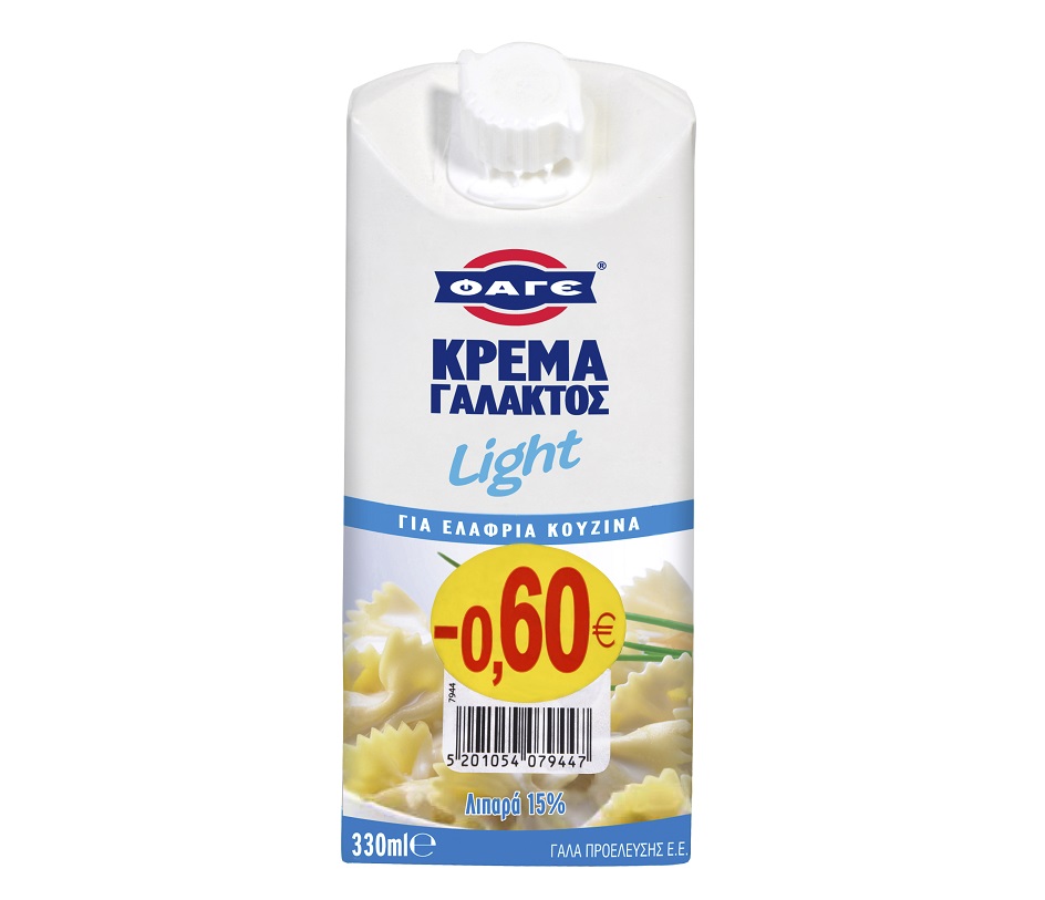 Κρέμα Γάλακτος Light 15% λιπαρά -0,60€ Φάγε (330 ml)
