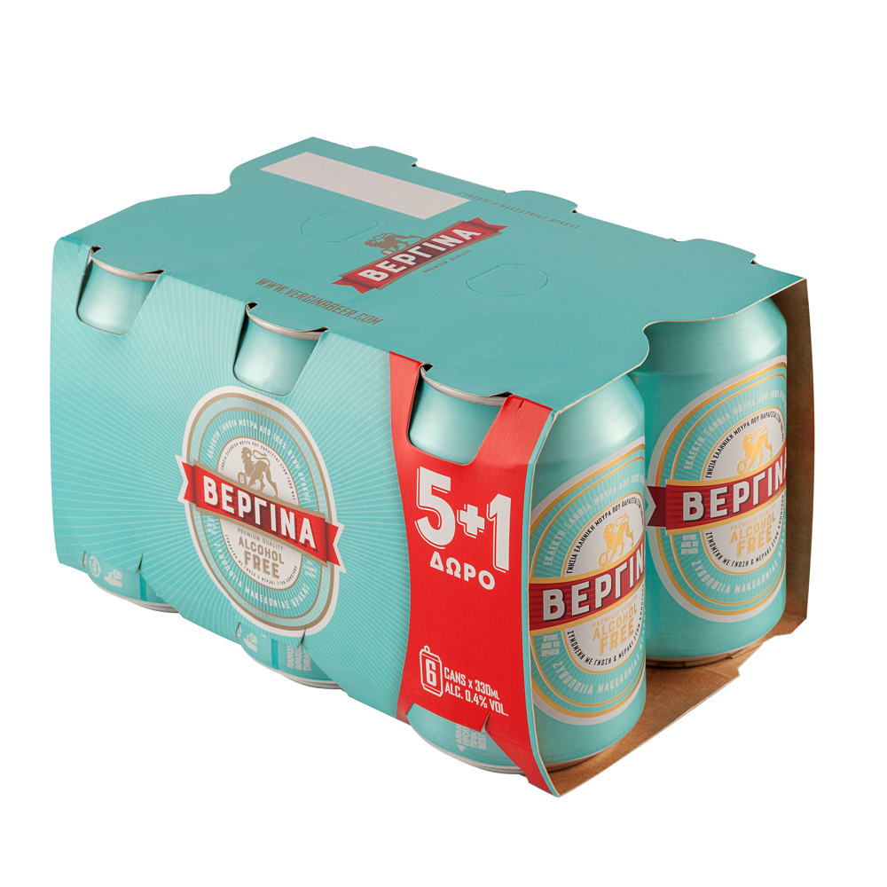 Μπύρα Χωρίς Αλκοόλ κουτί Βεργίνα (6×330 ml) 5+1 Δώρο
