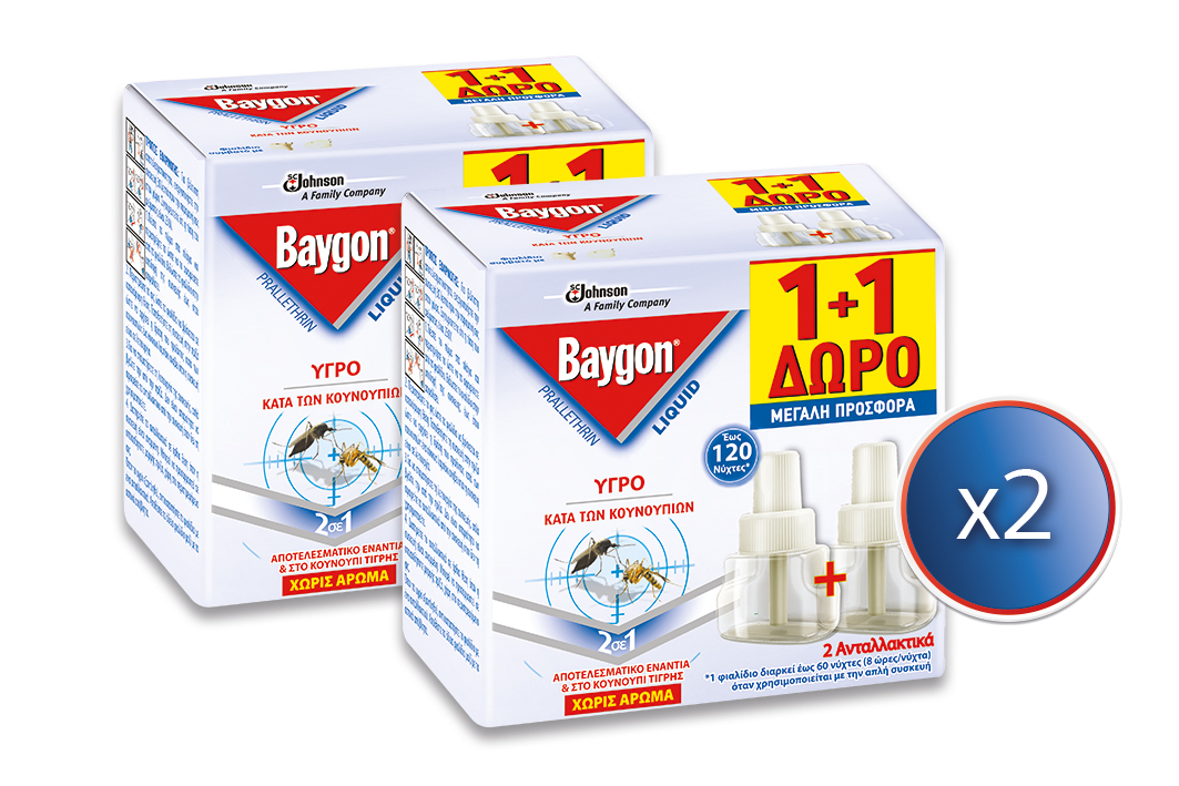 Ανταλλακτικό Εντομοαπωθητικό Υγρό Liquid 120 Νύχτες Baygon 2x(2x36ml) τα 2τεμ -30%